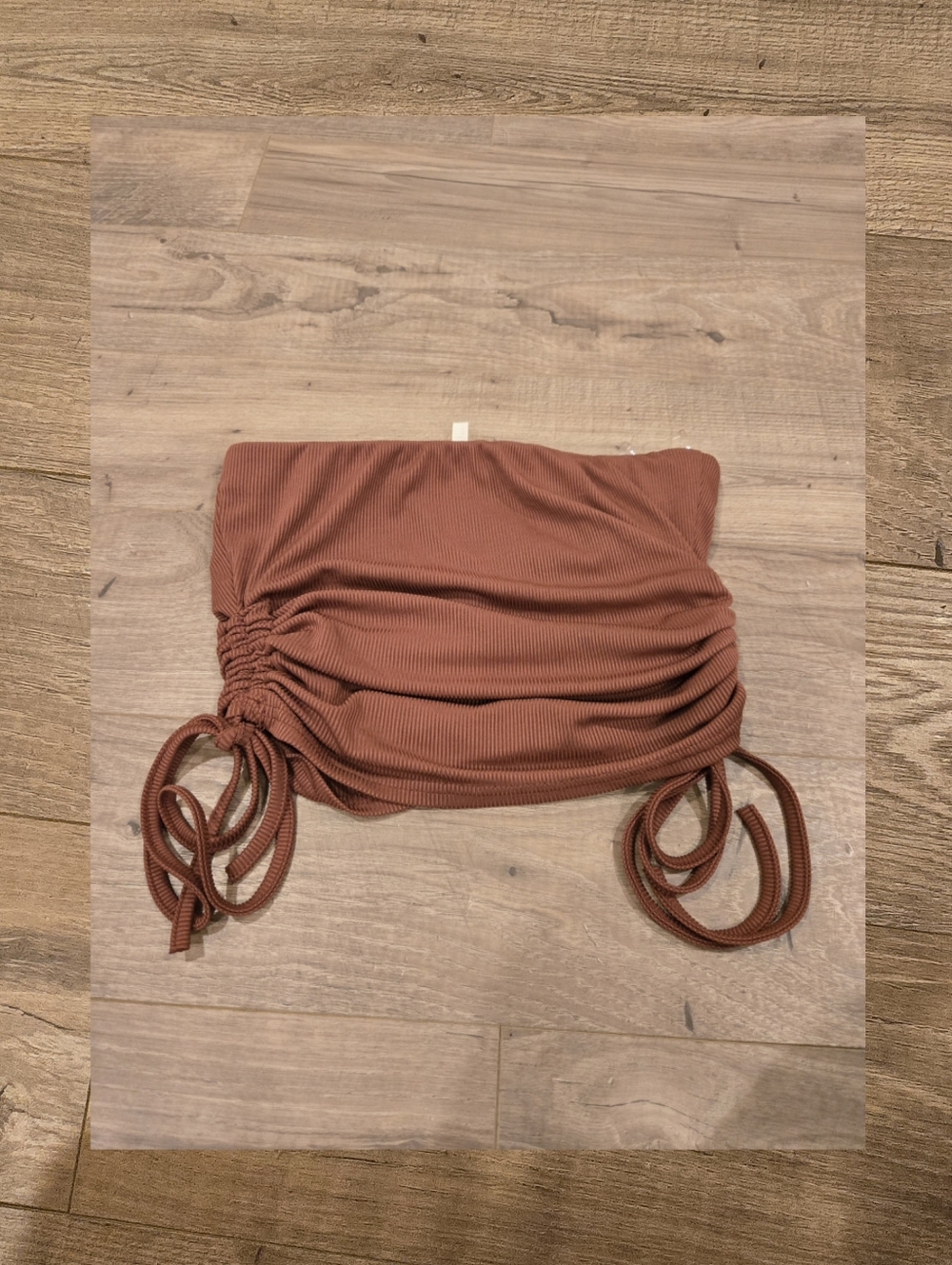 Y2K Vibe Bluebell Earth Tones brown Bandeau tubetop cinchable sides size small